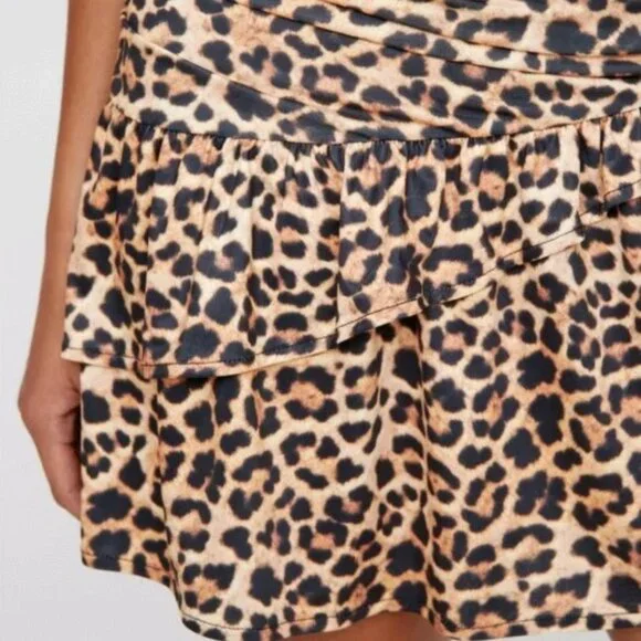 Nasty Gal Asymmetrical Leopard Print Ruffle Skirt NWT - Picture 3 of 4